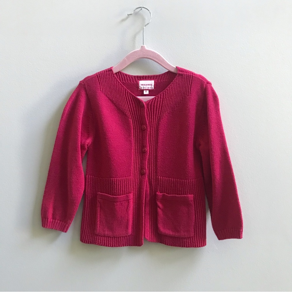 Neck & Neck Pink Knit Cardigan Sweater, Size 2-3 Years.